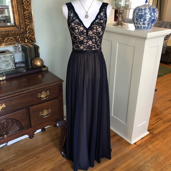 Mori Lee Dresses & Skirts - Mori Lee Bridesmaid Dress Navy Lace Formal Party